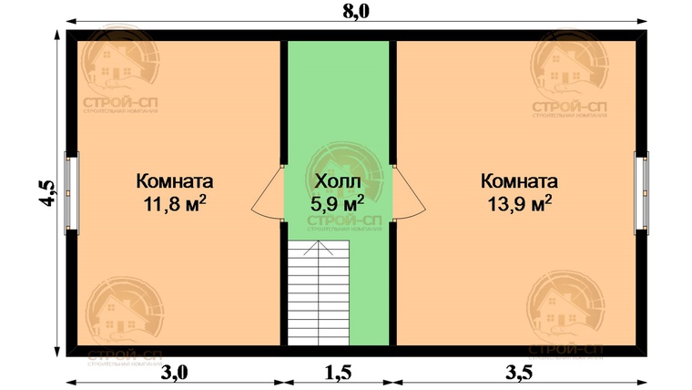 Каркасный дом КД25 8x6