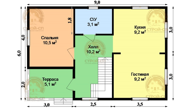 Каркасный дом КД32 9x6