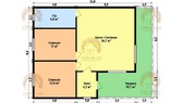 Проект одноэтажного каркасного дома КО13 11х8 для дачи и ПМЖ с террасой и кухней-гостиной 11 на 8 - превью