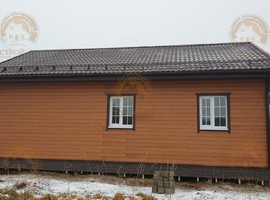 Проект одноэтажного каркасного дома КО16 10х8 для дачи и ПМЖ с террасой и кухней-гостиной 10 на 8. три спальни Фото