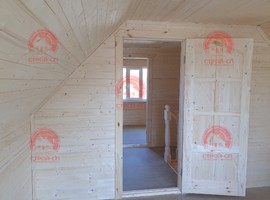 Проект каркасного дома с мансардой КД3 8х6 для дачи и ПМЖ с террасой и кухней-гостиной 8 на 6. Фото