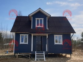 Проект каркасного дома с мансардой КД3 8х6 для дачи и ПМЖ с террасой и кухней-гостиной 8 на 6. Фото