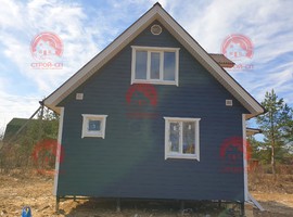 Проект каркасного дома с мансардой КД3 8х6 для дачи и ПМЖ с террасой и кухней-гостиной 8 на 6. Фото