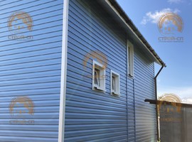 Питер-3. Полутораэтажный каркасный дом 8х8 с террасой и кухней-гостиной. 8 на 8 Фото