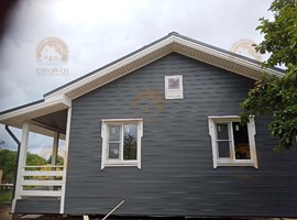 Проект одноэтажного каркасного дома Приозерск 10х8 для дачи и ПМЖ с террасой и кухней-гостиной 10 на 8. Фото