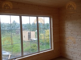 Проект одноэтажного каркасного дома Приозерск 10х8 для дачи и ПМЖ с террасой и кухней-гостиной 10 на 8. Фото