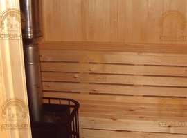 БО20. Одноэтажная баня 12х4 из бруса с террасой и летней кухней