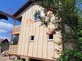 Проект двухэтажного каркасного дома ПАРНАС 9х8 для дачи и ПМЖ с террасой и кухней-гостиной 9 на 8. Фото