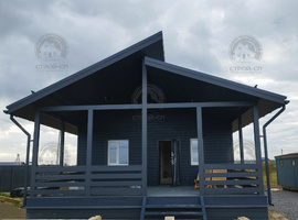 Скандинавский каркасный дом 7 на 11 с террасой, две спальни, кухня-гостиная. Цвет стен Benjamin moore AF-565 